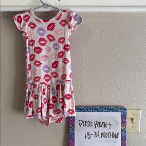 Posh Peanut Pink and Purple Lip Print Dress